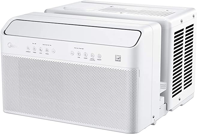 Photo 1 of USED: Midea 8,000 BTU U-Shaped Smart Inverter Window Air Conditioner–Cools up to 350 Sq. Ft., Ultra Quiet with Open Window Flexibility, Works with Alexa/Google Assistant, 35% Energy Savings, Remote Control 19.17 x 21.97 x 13.46 inches

 