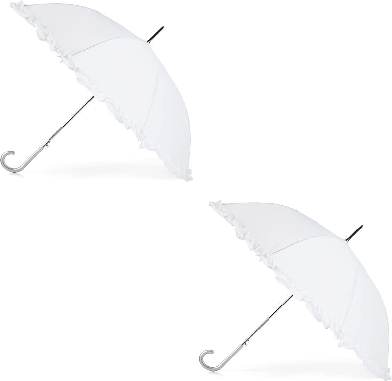 Photo 1 of totes Women's Auto Open Ruffle Stick Umbrella 2 pack
