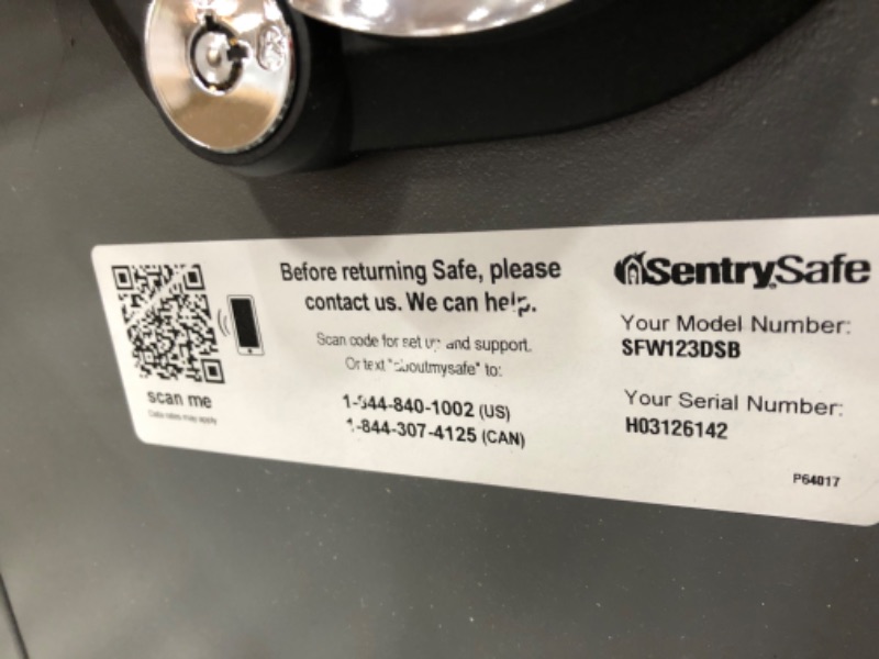 Photo 6 of (INCOMPLETE, NON FUNCTIONABLE, DAMAGE)SentrySafe 1.2 cu. ft. Fireproof & Waterproof Safe with Dial Combination Lock and Dual Key GRAY