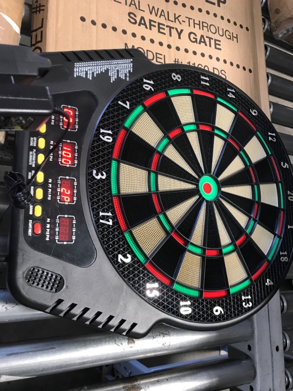 Photo 2 of Biange Electronic Dart Board, Digital Soft Tip Dart Boards, Dartboard Set 13.5” Target Area, 27 Games and 243 Variants with 12PCS 18g Darts, 4 LED Displays, 100 Tips, Flights, Support 16 Players
