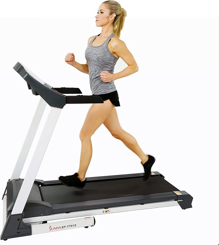 Photo 1 of **PARTS ONLY**
Sunny Health & Fitness SF-T7515 Smart Treadmill with Auto Incline, Speakers, Bluetooth, LCD and Pulse Monitor, Phone Function, 240 LB Max Weight , grey
