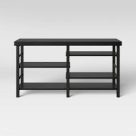 Photo 1 of Adjustable Storage TV Stand for TVs up to 50" Black Wood Grain Finish - Room Essentials™


