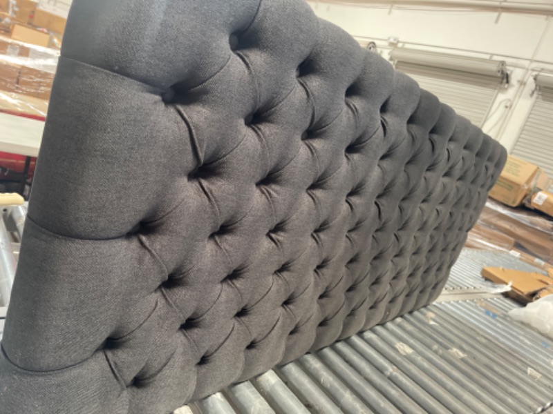 Photo 1 of 62.25 in. W Black Upholstered Queen Modern Headboard with Solid Metal Legs
