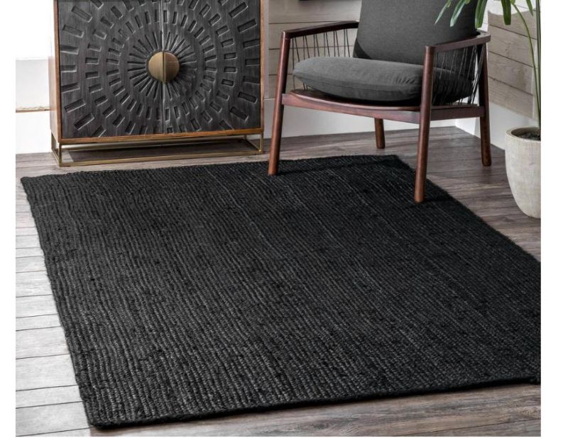 Photo 1 of  nuLOOM Rigo Chunky Loop Jute Black 6 ft. x 9 ft. Area Rug
