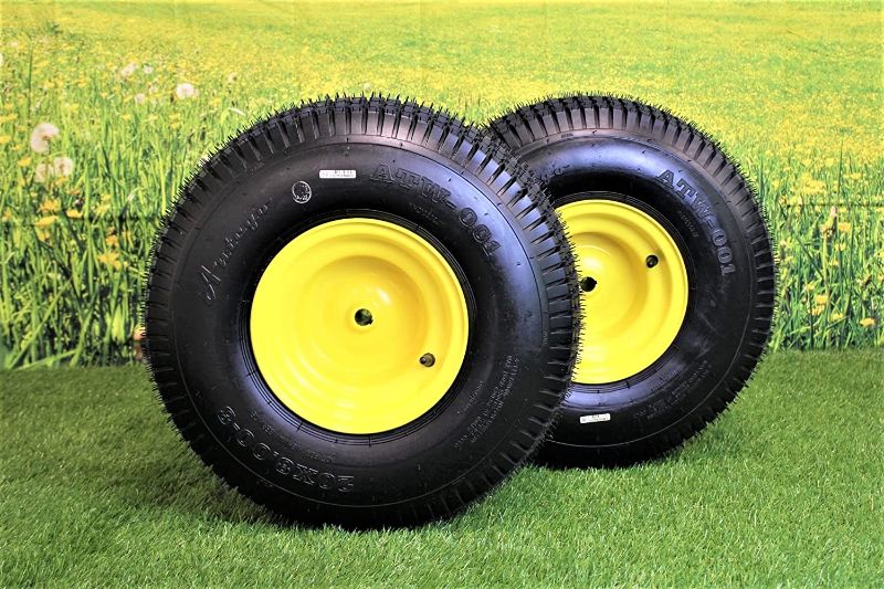 Photo 1 of (Set of 2) 20x8.00-8 Tires & Wheels 4 Ply for Lawn & Garden Mower Turf Tires w/ Keyed Hub Wheel
