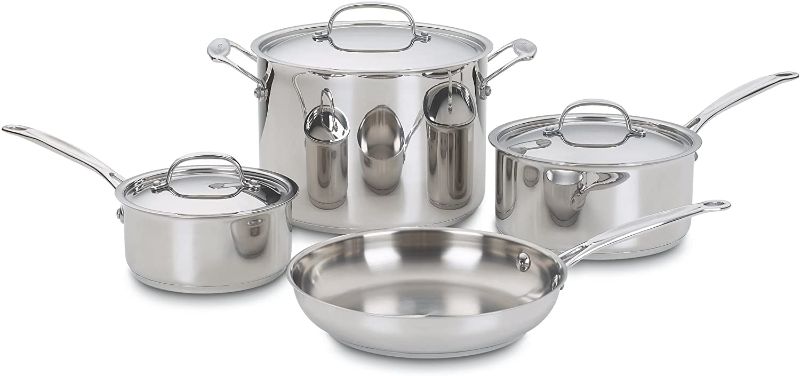 Photo 1 of *MISSING PAN/LIDS* Cuisinart 77-7P1 7-Piece Chef's-Classic-Stainless Collection, Cookware Set  
2.8L, 1.4L , 7.6L