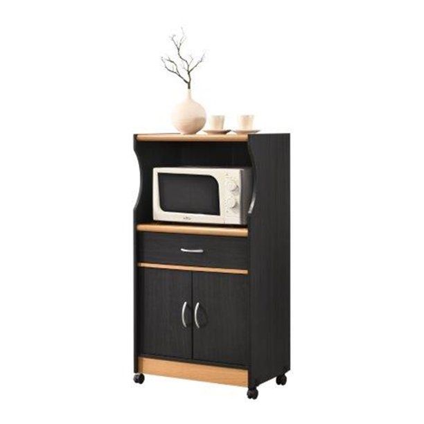 Photo 1 of *MISSING HARDWARE * Hodedah Microwave Kitchen Cart in Black-Beech
