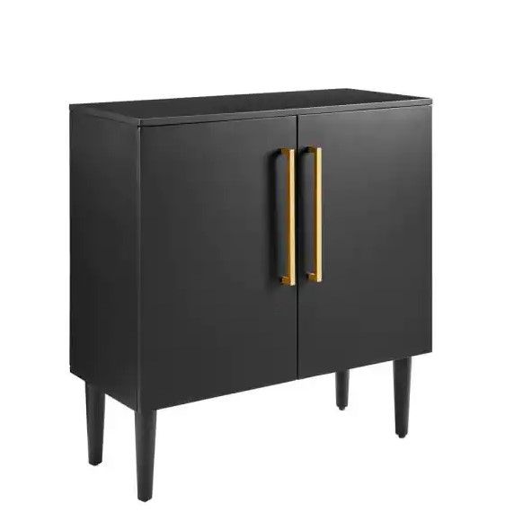 Photo 1 of 
CROSLEY FURNITURE
Everett 31 in. Matte Black Standard Rectangle Composite Console Table with Cabinet