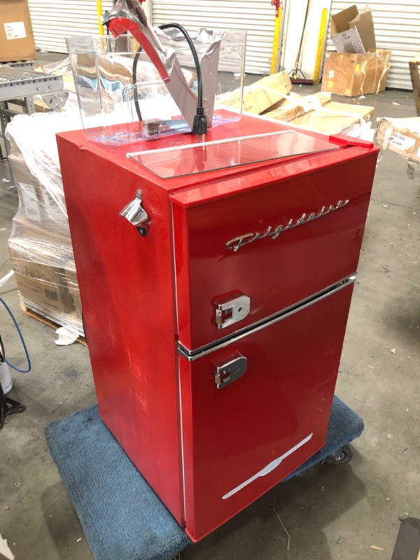 Photo 2 of Frigidaire EFR840-RED 3.2 Cu Ft Red 2 Door Retro Bar Fridge with Side Bottle Opener
