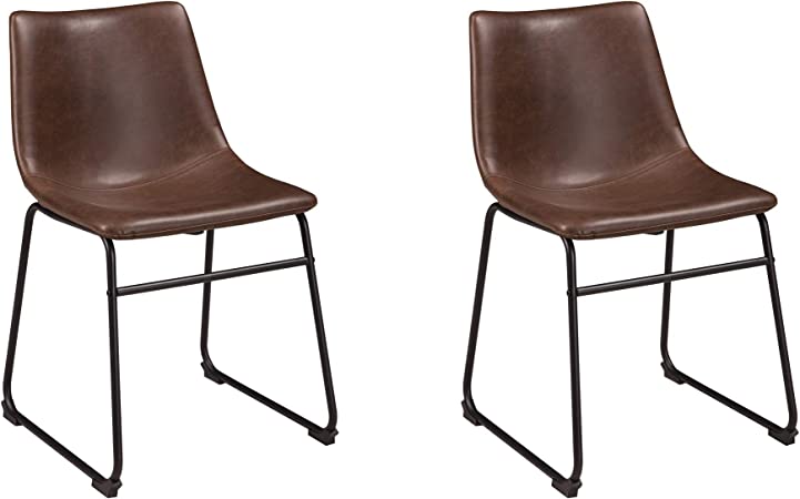Photo 1 of ***Missing parts, scuffed seats***
Signature Design by Ashley Mid Century Centiar Dining Bucket Chair Set of 2, Black and Brown
