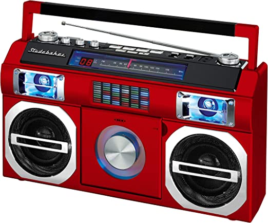 Photo 1 of Studebaker SB2145R 80's Retro Street Bluetooth Boombox with FM Radio, CD Player, LED EQ, 10 Watts RMS Power and AC/DC
