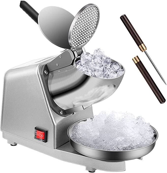 Photo 1 of VIVOHOME Electric Dual Blades Ice Crusher Shaver Snow Cone Maker Machine Silver 143lbs/hr with Ice Pick for Home and Commercial Use
