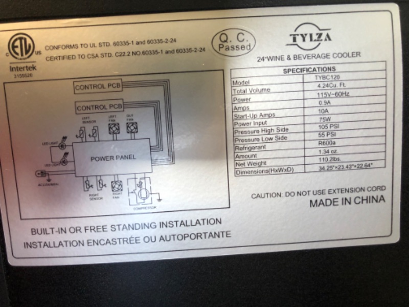 Photo 4 of TYLZA Wine and Beverage Refrigerator, 24 Inch Built-In Dual Zone Wine and Beverage Cooler, Freestanding French Door Drink Fridge, Wine Beer Cooler Under Counter Refrigerator with Memory Temperature Control
