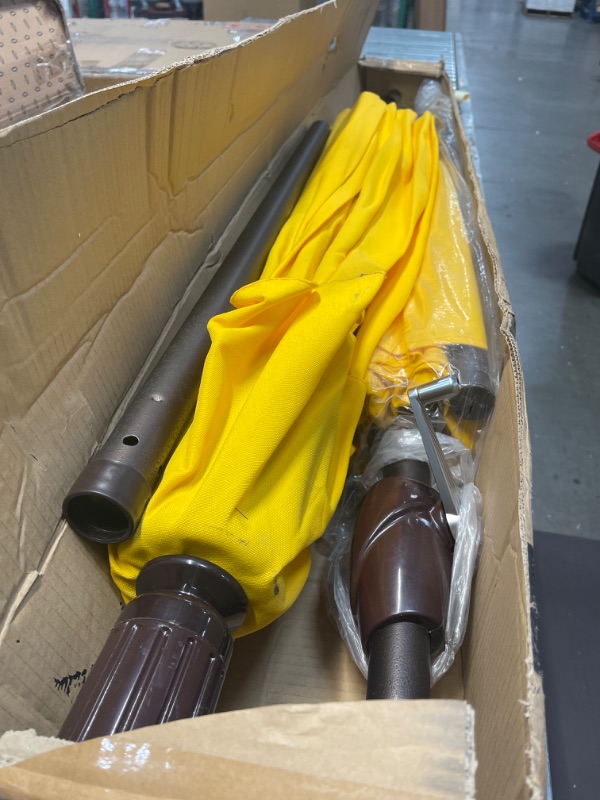 Photo 1 of 2 pack California Umbrella 7.5' Round Aluminum Market Umbrella, Crank Lift, Push Button Tilt, Bronze Pole, Olefin Lemon

