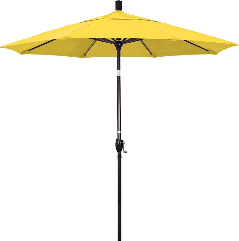 Photo 1 of 2 pack California Umbrella 7.5' Round Aluminum Market Umbrella, Crank Lift, Push Button Tilt, Bronze Pole, Olefin Lemon
