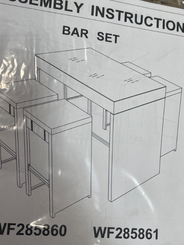 Photo 1 of ***PARTS ONLY*** Wicker Rattan Outdoor bar set, Grey Custion, GLASS TOP, 4 seats