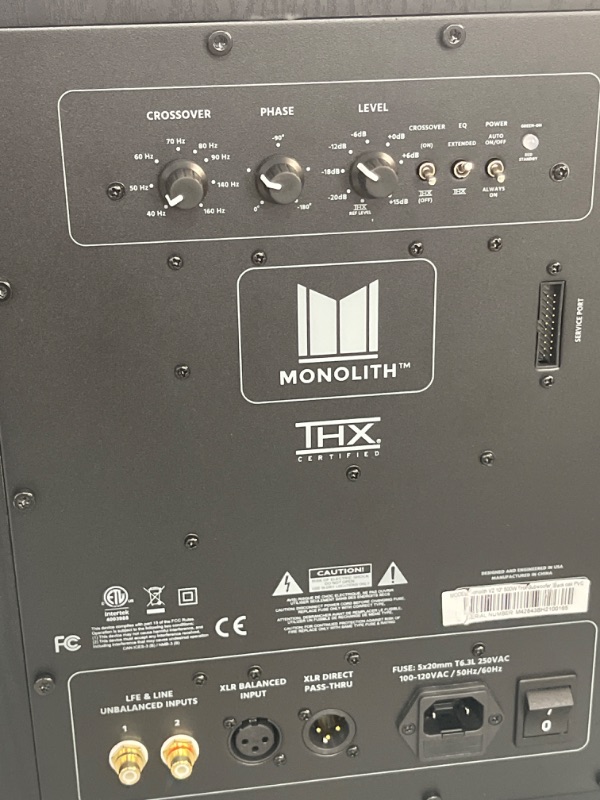 Photo 6 of Monolith M-10 V2 10in THX Certified Select 500 Watt Powered Subwoofer, Massive Output, Low Distortion, Vented HDF Cabinet
