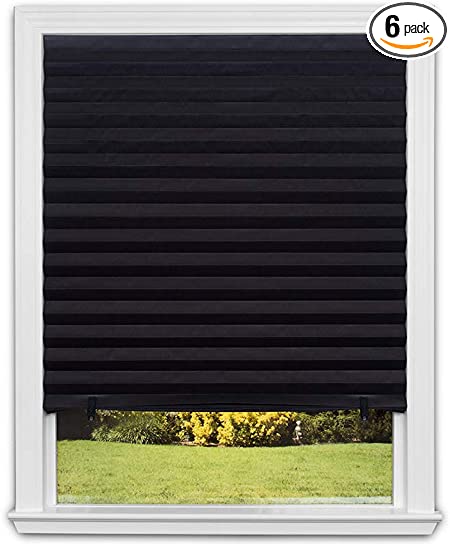 Photo 1 of Redi Shade No Tools Original Blackout Pleated Paper Shade Black, 36 in x 72 in, 6 Pack
