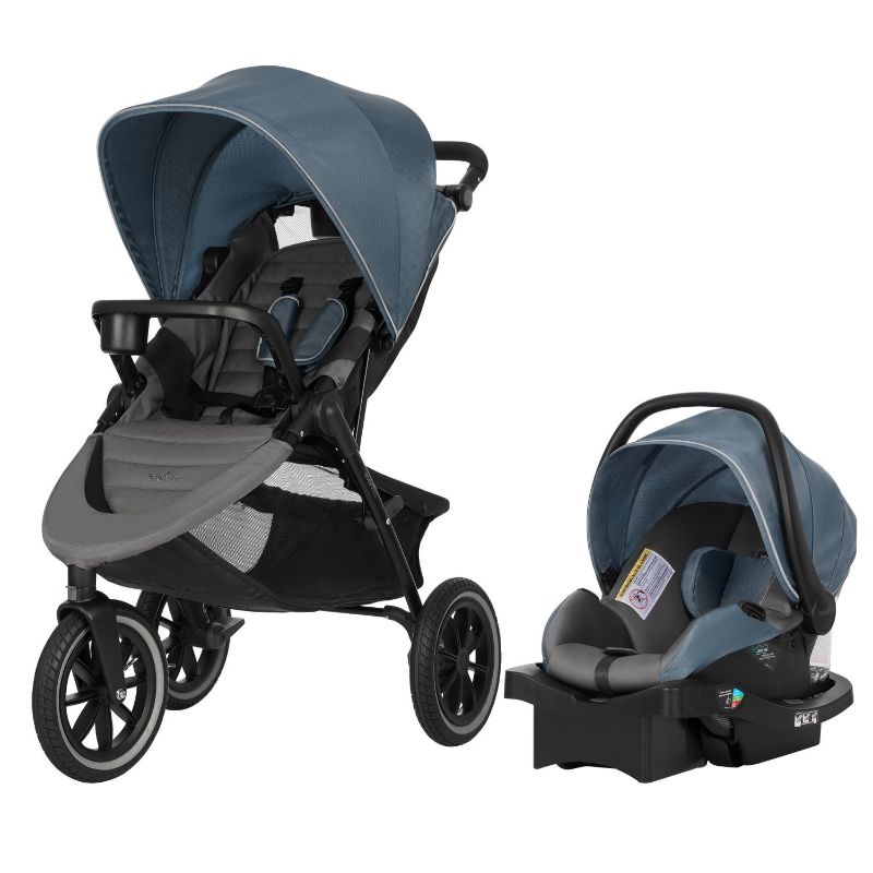 Photo 1 of Evenflo Folio3 Stroll & Jog Travel System with LiteMax 35 Infant Car Seat, Skyline
