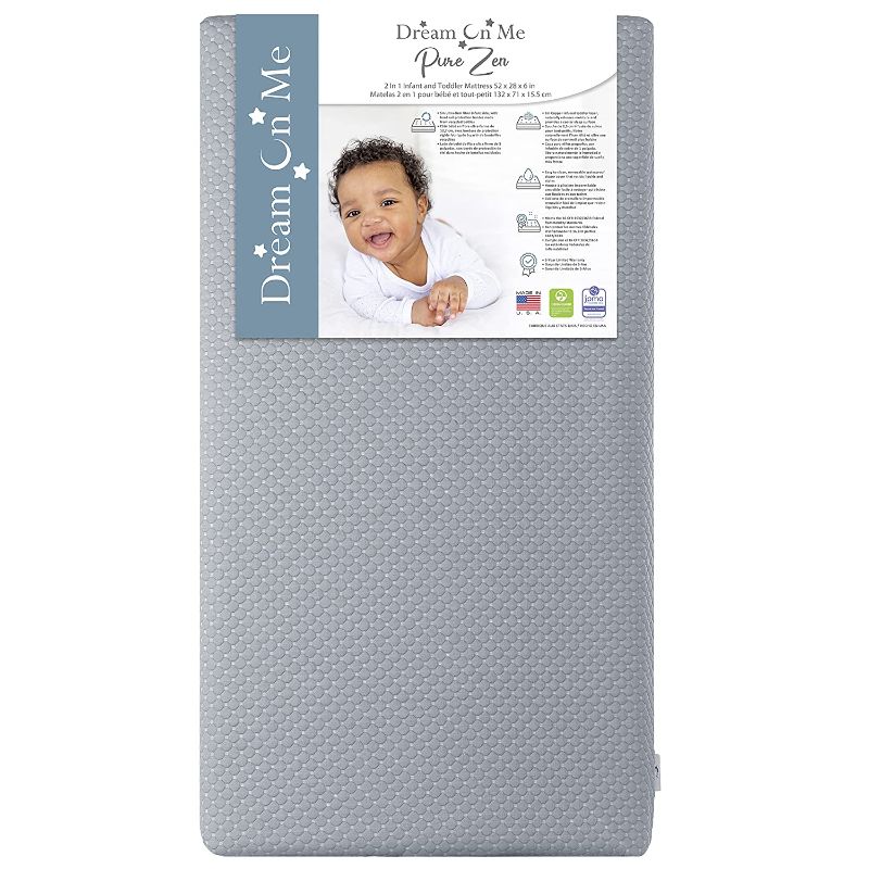 Photo 1 of Dream On Me Pure Zen 2 in 1 Infant and Toddler Mattress/Greenguard Gold Certified Mattress/JPMA Certified Infant Mattress/Copper-Infused Toddler Layer/Removable Cover/Cooler Sleep Surface
