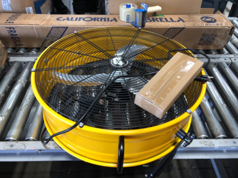 Photo 1 of Simple Deluxe HIFANXDRUM24 24 Inch Heavy Duty Metal Industrial Drum Fan, 3 Speed Air Circulation for Warehouse, Greenhouse, Workshop, Patio, Factory and Basement - High Velocity , Yellow
