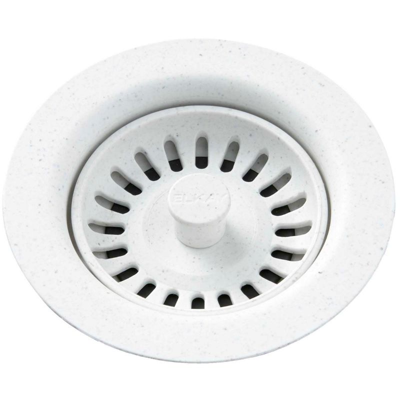 Photo 1 of Elkay Polymer Drain Fitting with Removable Basket Strainer and Rubber Stopper White
