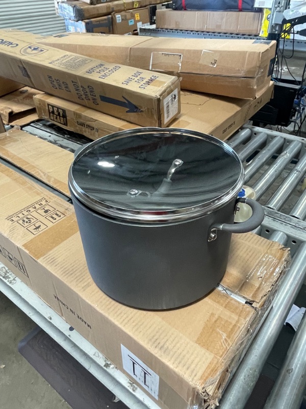 Photo 1 of Circulon Radiance Hard Anodized Nonstick Stock Pot/Stockpot with Lid - 10 Quart, Gray
