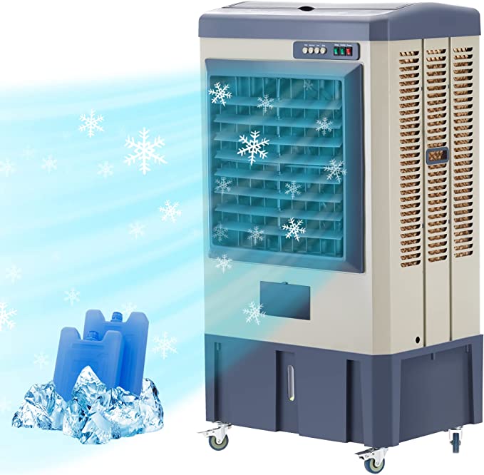 Photo 1 of Uthfy 3531 CFM Portable Evaporative Air Cooler for Outdoor Use,3 Speeds Cooling Fan with 2 Ice Box,10.6 Gallons Water Tank, 4 Universal Wheel,for Room Garage Commercial,Gray,One Size,HY-JH-40BI
