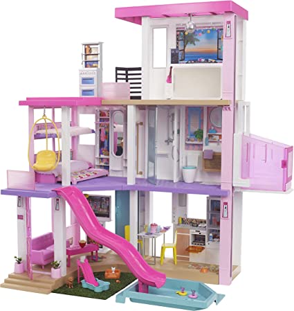 Photo 1 of Barbie Dreamhouse (3.75-ft) 3-Story Dollhouse Playset with Pool & Slide, Party Room, Elevator, Puppy Play Area, Customizable Lights & Sounds, 75+ Pieces, Gift for 3 to 7 Year Olds, New for 2021
