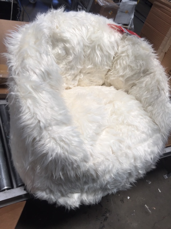 Photo 2 of "Big Joe Milano Beanbag Chair Ivory Shag"
