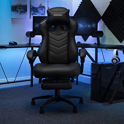 Photo 1 of ***INCOMPLETE***RESPAWN 110 Pro Racing Style Gaming Chair, Reclining Ergonomic Chair with Built-in Footrest, in Black (RSP-110V2-BLK)
