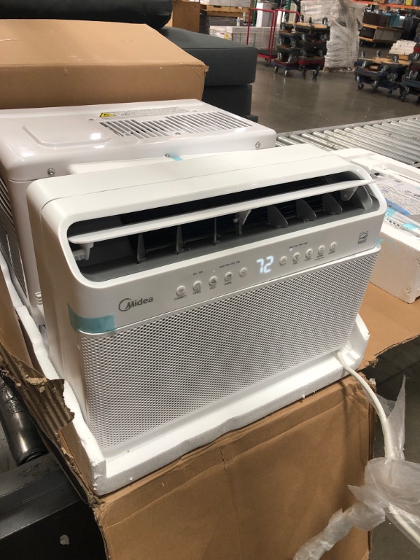Photo 1 of Midea 8,000 BTU U-Shaped Smart Inverter Window Air Conditioner–Cools up to 350 Sq. Ft., Ultra Quiet with Open Window Flexibility, Works with Alexa/Google Assistant, 35% Energy Savings, Remote Control
