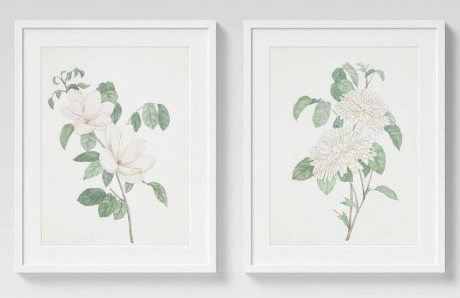 Photo 1 of (Set of 2) 24" x 30" Flowers Framed Wall Art White - Threshold™

