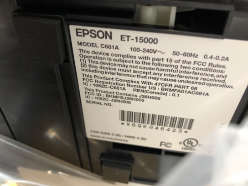 Photo 10 of *NEW* Epson EcoTank ET-15000 Wireless Color All-in-One Supertank Printer with Scanner, Copier, Fax, Ethernet and Printing up to 13 x 19 Inches
