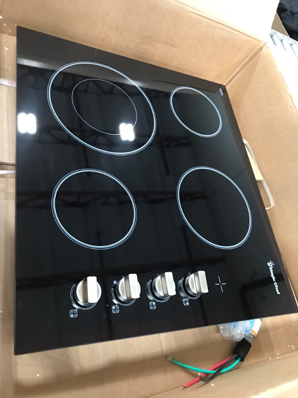 Photo 6 of 24 in. Radiant Electric Cooktop in Black with 4 Elements
