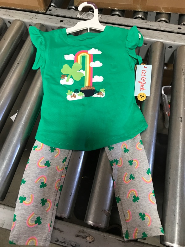 Photo 1 of 12PK OF- Toddler Girls' Shamrock Rainbow Short Sleeve Top and Leggings Set - Cat & Jack™- SIZE: 2T
