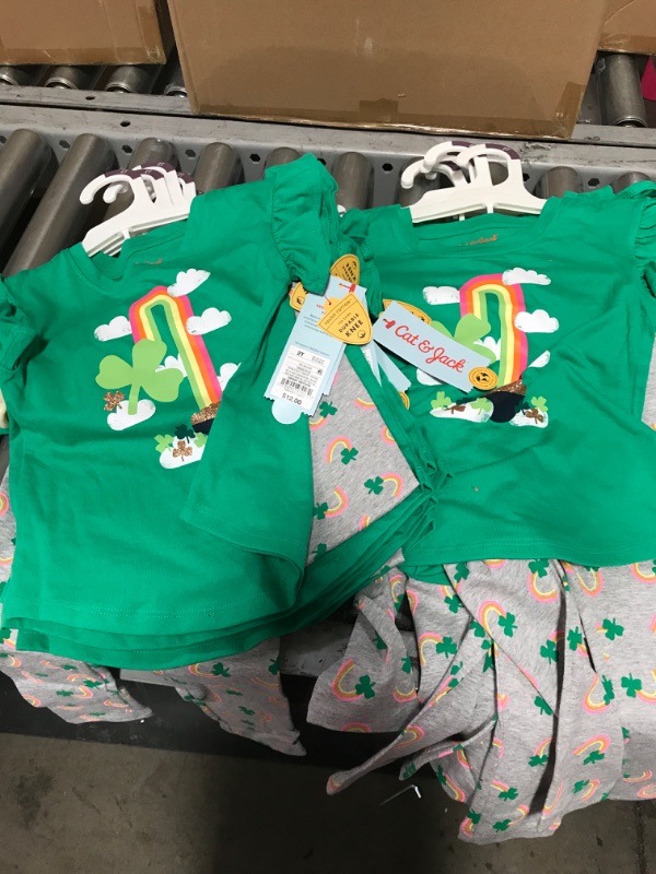 Photo 3 of 12PK OF- Toddler Girls' Shamrock Rainbow Short Sleeve Top and Leggings Set - Cat & Jack™- SIZE: 2T
