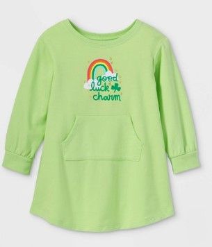 Photo 1 of 12 OF Toddler Girls' 'Good Luck Charm' Long Sleeve Dress - Cat & Jack™ Green

