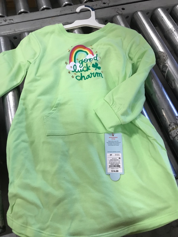 Photo 2 of 12 OF Toddler Girls' 'Good Luck Charm' Long Sleeve Dress - Cat & Jack™ Green

