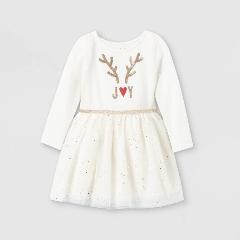 Photo 1 of *** WHOLE CASE OF 12***
Toddler Girls' Glitter Deer Long Sleeve Tutu Dress - Cat & Jack™ 12M