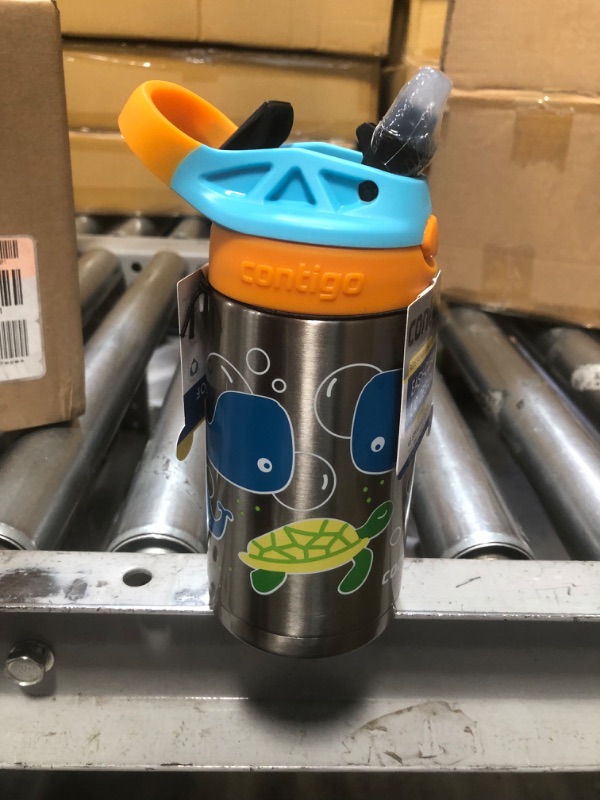 Photo 2 of *** WHOLE CASE OF 4**
Contigo 13oz Kids Stainless Steel Water Bottle with Redesigned AutoSpout Straw and Turtles
