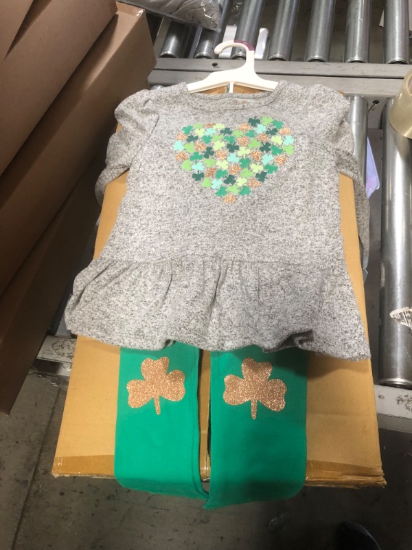 Photo 4 of ** WHOLE CASE OF 12***
Toddler Girls' Shamrock Heart Long Sleeve Cozy Top and Leggings Set - Cat & Jack™ Gray SIZE 3T 