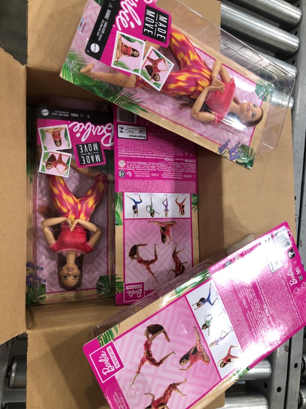 Photo 2 of 4 pack of Barbie Made to Move Doll Curvy with 22 Flexible Joints Long Straight Red Hair Wearing Athleisure
