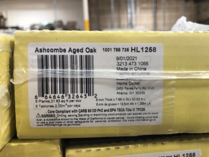 Photo 2 of (CRACKED COMPONENT) TrafficMaster EIR Ashcombe Aged Oak 8 mm Thick x 7-11/16 in. Wide x 50-11/16 in. Length Laminate Flooring (21.63 sq. ft. / case), 36 cases