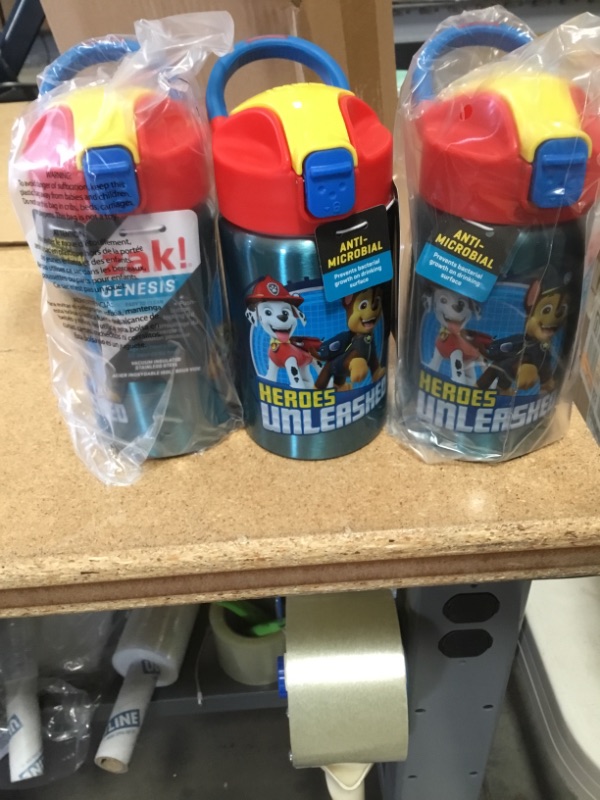 Photo 4 of *** WHOLE CASE OF 18*** 
PAW Patrol 14oz Stainless Steel Double Wall Valiant Bottle - Zak Designs

