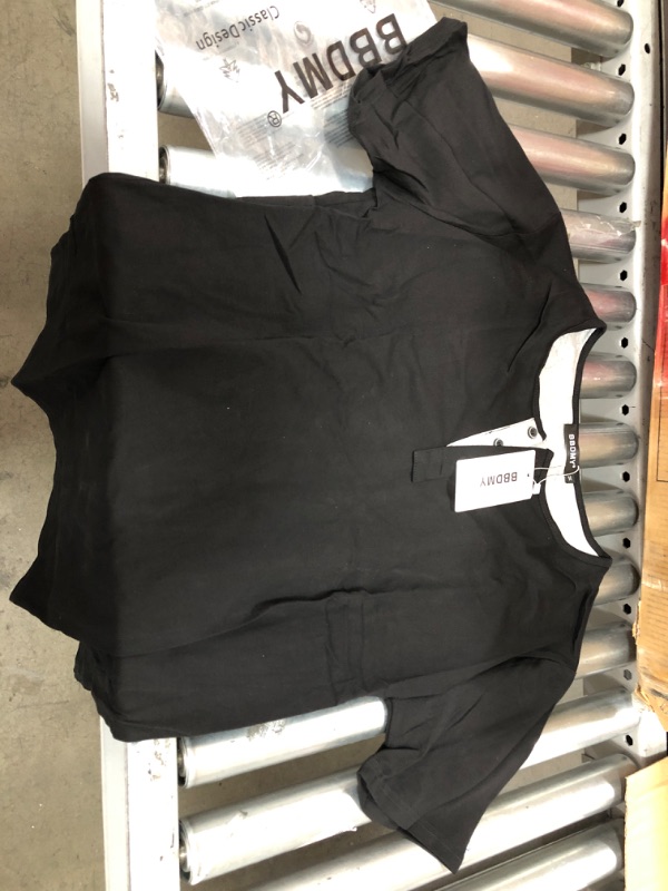 Photo 1 of bbdmy mens short sleeve casual basic henley t shirts black medium