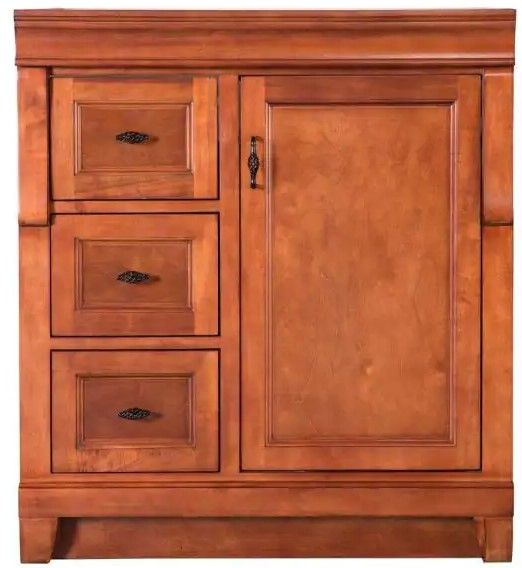 Photo 1 of (COSMETIC DAMAGES) Home Decorators Collection Naples 30 in. W 21.63 in. D Vanity Cabinet Only in Warm Cinnamon with Left Hand Drawers