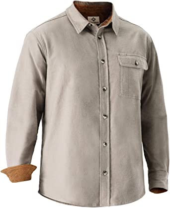 Photo 1 of NAVISKIN Men's Thermal Flannel Shirt Long Sleeve Button Down Plaid Shirt Outdoor Wear GREY MEDIUM