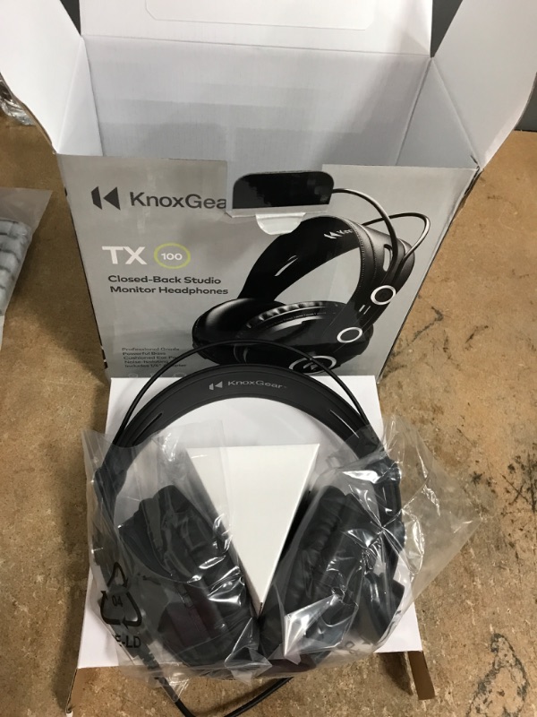 Photo 2 of Knox Gear TX-100 Closed-Back Studio Monitor Headphones, Noise Cancelling Headphones for Gaming PC, Over Ear Wired Headphones for Recording & Music Production, Black Headphones, Studio Headphones