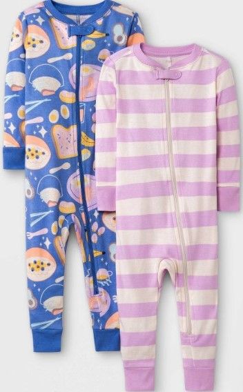 Photo 1 of **24MO., QTY:12**
Baby Girls' 2pk Puppies Striped Snug Fit Pajama Romper - Cat & Jack™
